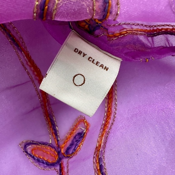 c.l.o.t.h.e.s. Sheer Floral Embroidered Button Front Collared Blouse Purple - Picture 11 of 13